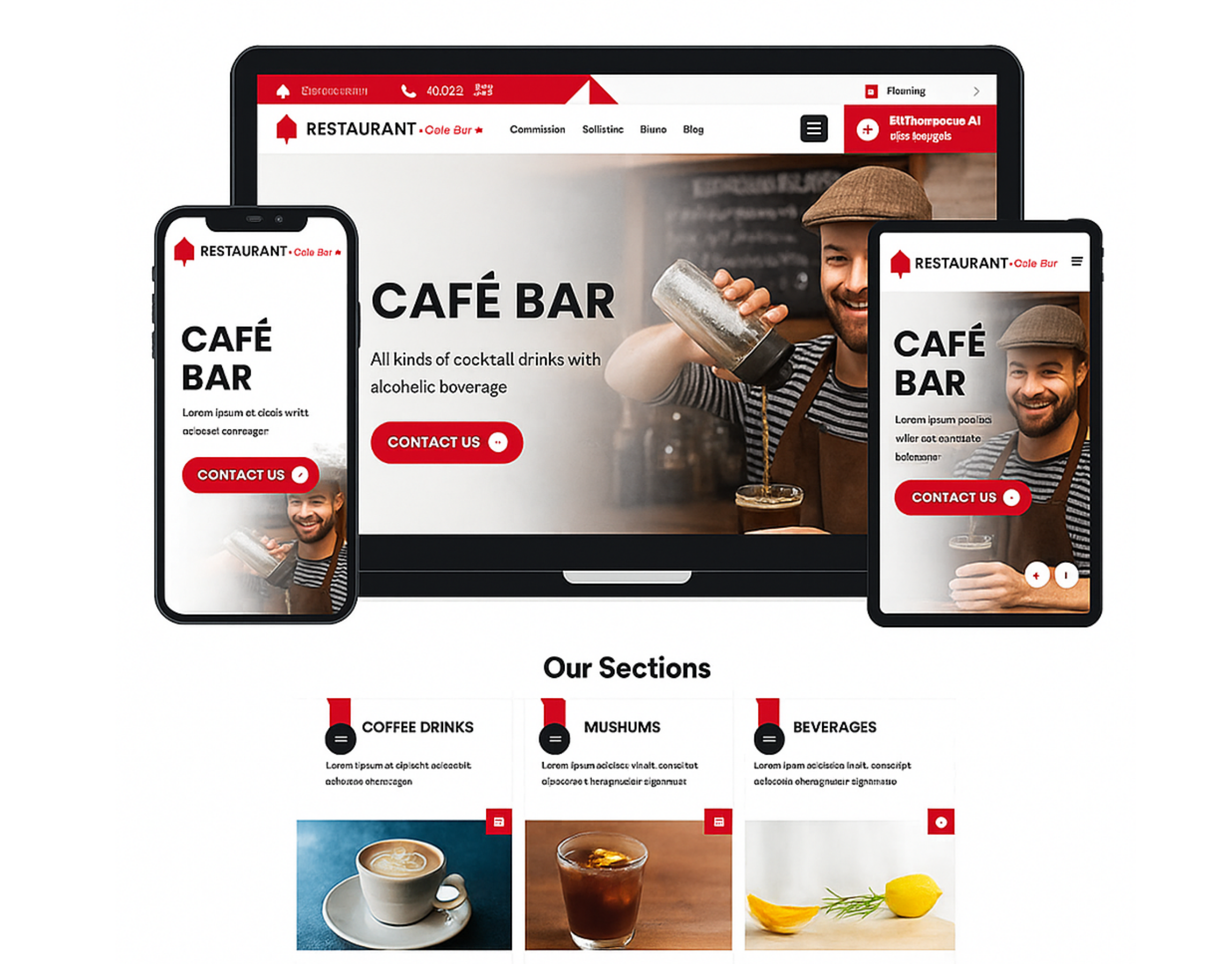 Restaurant, Cafe, Bar & Bistro Web Design V4